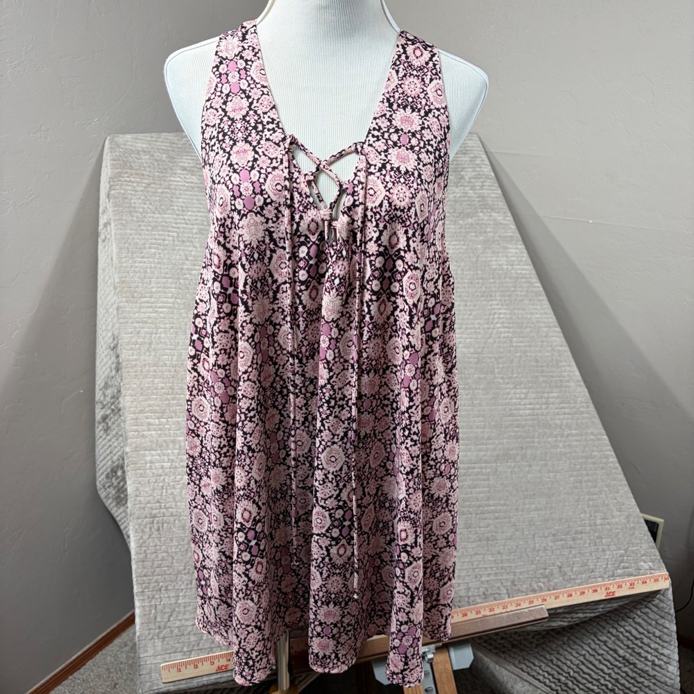 Show Me Your Mumu Rancho Mirage Pink Floral Lace Up Mini Dress Large MR6-407